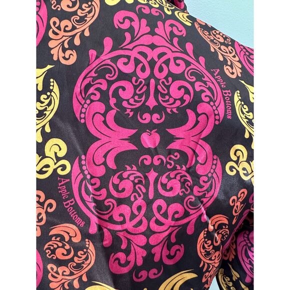 Y2k Vintage Apple Bottoms Multi Color Damask Pattern Hooded Jacket Juniors Large - Picture 10 of 15